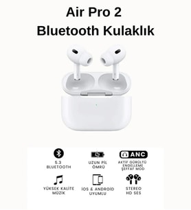 Air Pro2 ANC Bluetooth Kulaklık iOS Android Uyumlu Şeffaf Mod ve Gürültü Engelleme