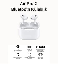 Air Pro2 ANC Bluetooth Kulaklık iOS Android Uyumlu Şeffaf Mod ve Gürültü Engelleme (Beyaz)