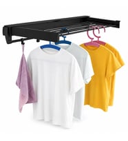 Sunup SN-37718 Katlanabilir Çamaşır Askılığı Duvara Monte Gizli Balkon Akordeon Kurutma Siyah