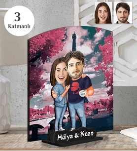 Kişiye Özel 3 Katmanlı Sevgili Ahşap Biblo-1