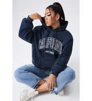 California Baskılı Oversize Sweatshirt (Lacivert)