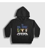 Presmono Unisex Çocuk Siyah Big Three Novak Rafael Roger Tenis Kapüşonlu Sweatshirt 451958tt