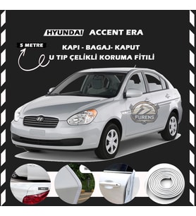 Hyundai Accent Era Oto Araç Kapı Koruma Fitili 5metre Parlak Beyaz Renk