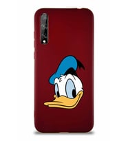 Huawei P Smart S Soft Premier Kapak Donald Duck-B Tasarımlı Silikon Kılıf - Mürdüm (Şeffaf)