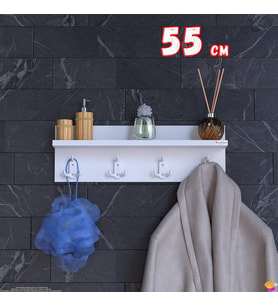Modilayn Kedi Serisi 3’lü Banyo Askısı Seti 46,4x18 cm 12 Kancalı Raflı Düzenleyici Yer Tasarrufu