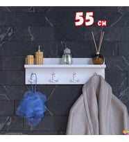 Modilayn Kedi Serisi 3’lü Banyo Askısı Seti 46,4x18 cm 12 Kancalı Raflı Düzenleyici Yer Tasarrufu