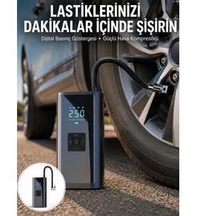 12v Uyumlu Çok İşlevli Akıllı Araç Lastik Pompası Yeni Nesil