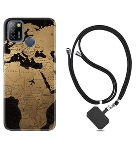 INFINIX Smart 4 5 6 Zero 8 S5 Pro Kılıf Boyun Askılı Silikon Map Planet 1656