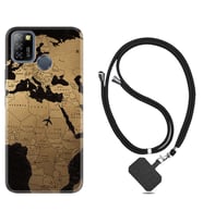INFINIX Smart 4 5 6 Zero 8 S5 Pro Kılıf Boyun Askılı Silikon Map Planet 1656