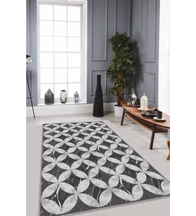 Gri Mermer Görünümlü Kaymaz Tabanlı Dekoratif Halı RV134 - 100 x 160 cm