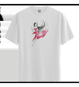 Flow Dancer - %100 Pamuklu Kadın Beyaz Tişört - Premium Quality