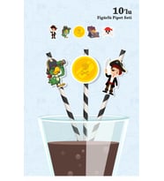 Korsan Temalı 10'lu Figürlü Pipet Seti