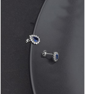 925 Ayar Gümüş Damla Safir Model Küpe