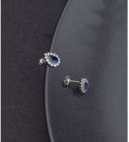 925 Ayar Gümüş Damla Safir Model Küpe