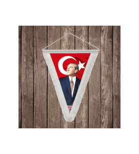 İstikbal GöklerdedirAtatürk ve Türk Bayrağı Beyaz Saçaklı Üçgen Flama Bayrak Hatıra Flama ATA36