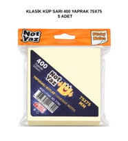 Klasik Küp Not Kağıdı Sarı 400 Yaprak 75x75 mm 5 Adet