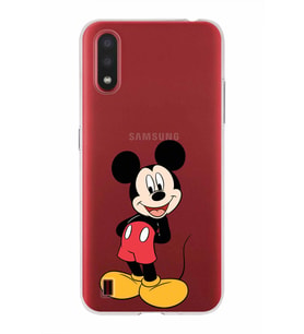 Samsung Galaxy A01  Kapak Mickey Mouse Tasarımlı Şeffaf Silikon Kılıf