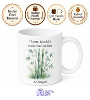 Bambu Temalı Özel Tasarım Baskılı Kupa Bardak Doğa Hediye Porselen Mug