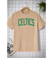 Unisex Celtics Baskılı T-shirt (Bej)