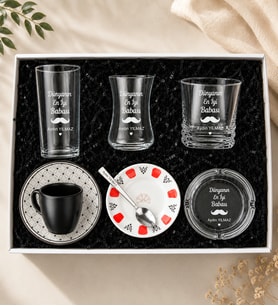 Babalar Gününe Özel Rakı,Viski,Çay Bardağı,Kahve Fincanı Ve Küllük