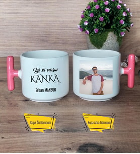 İyi Ki Varsın Kanka Kupa Bardak Fotoğraflı T Pembe Kulplu Kankaya Arkadaşa Doğum Günü Hediyesi