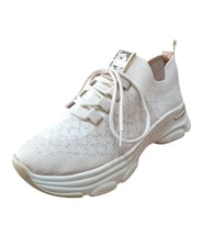 Queen L130 Taşlı Kadın Triko Sneaker Ayakkabı (Bej)