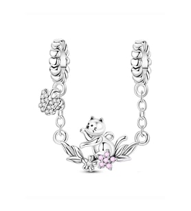Miniş Kedi ve Kelebeği Zincir Sallantılı Charm