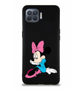 Oppo Reno 4 Lite Soft Premier Kapak Minnie Mouse-E Tasarımlı Silikon Kılıf - Siyah (Şeffaf)