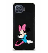 Oppo Reno 4 Lite Soft Premier Kapak Minnie Mouse-E Tasarımlı Silikon Kılıf - Siyah (Şeffaf)