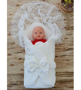 Mulvxbby Bby02 Yenidoğan Sahra My Princess Nakışlı Lüks Kundak Bebek Battaniyesi (Mulvix)