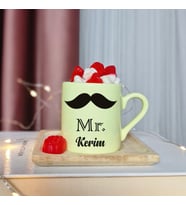 Mr Bıyık Tasarımlı Kişiye Özel Sarı Türk Kahvesi Fincanı