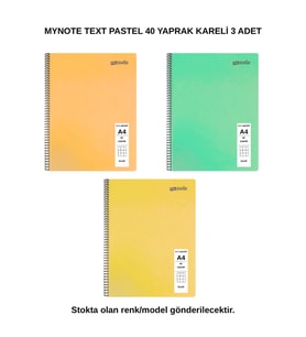TEXT Pastel Defter A4 40 Yaprak Kareli 3 Adet