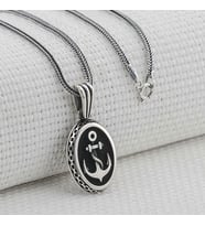 Oval Çapa Motifli 925 Ayar Gümüş Kolye