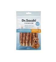 Dr.Sacchi Premium Tavuk Sargılı Beyaz Sığır Derili Burgu Çubuk Tahılsız Köpek Ödülü 10lu 100 Gr (Krem)