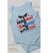 Akilli Olun 9 Yazılı Sıfır Kollu Bebek Zıbını %100 Pamuk