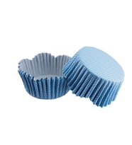 Cupcake Kalıbı Pet Kapsül Dalgalı Kek Kalıbı 65X38 MM (100 Adet)  Mavi Küçük Puanlı