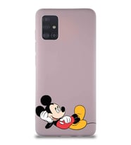 Samsung Galaxy M31S Soft Premier Kapak Mickey Mouse-F Tasarımlı Silikon Kılıf - Pudra (Şeffaf)