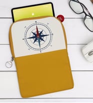 BK Gift Pusula Tasarımlı Taşınabilir Koruyucu Tablet Kılıfı & Organizer Çanta - Sarı-1