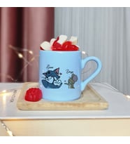 Tom & Jerry Tasarımlı Kişiye Özel Mavi Türk Kahvesi Fincanı