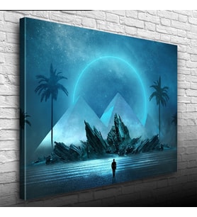 Geleceğin Gece Betimlenmesi , Mavi Tonlarda Kanvas Tablo 50 x 70