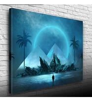 Geleceğin Gece Betimlenmesi , Mavi Tonlarda Kanvas Tablo 50 x 70