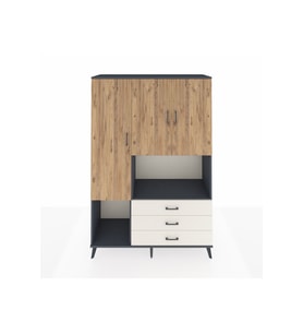 Hyperion Dolap 6 Raflı 3 Çekmeceli 3 Kapaklı 132x44x195 Antrasit-Çam/Aytaşı