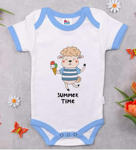 BK Kids Summer Time Tasarımlı Mavi Bebek Body Zıbın-1