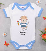 BK Kids Summer Time Tasarımlı Mavi Bebek Body Zıbın-1