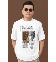 Tasarım Eren Yeager Attack On Titan Baskılı Unisex Oversize Anime Dizi Karakter Tişört