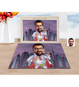 BK Gift Kişiye Özel Elvis Presley Karikatürlü 1000 Parça Profesyonel Puzzle-1