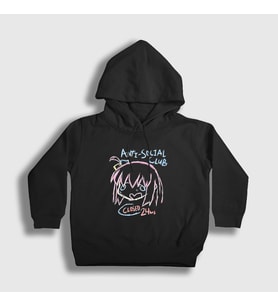 Presmono Unisex Çocuk Siyah Anti Social Club Bocchi The Rock Kapüşonlu Sweatshirt 506512tt