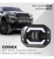 C9 Codex Angellı 30W Çift Renk Turuncu Beyaz Gömme Montaj Off Road led lamba