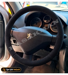 Peugeot 206+ Dikme Direksiyon Kılıfı Alcantara Süet Monza Black İçi 207 Kokpitli-Urban-Comfort 2009-2012