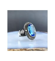 Aquamarine Taşlı 925 Ayar Gümüş Erkek Yüzük